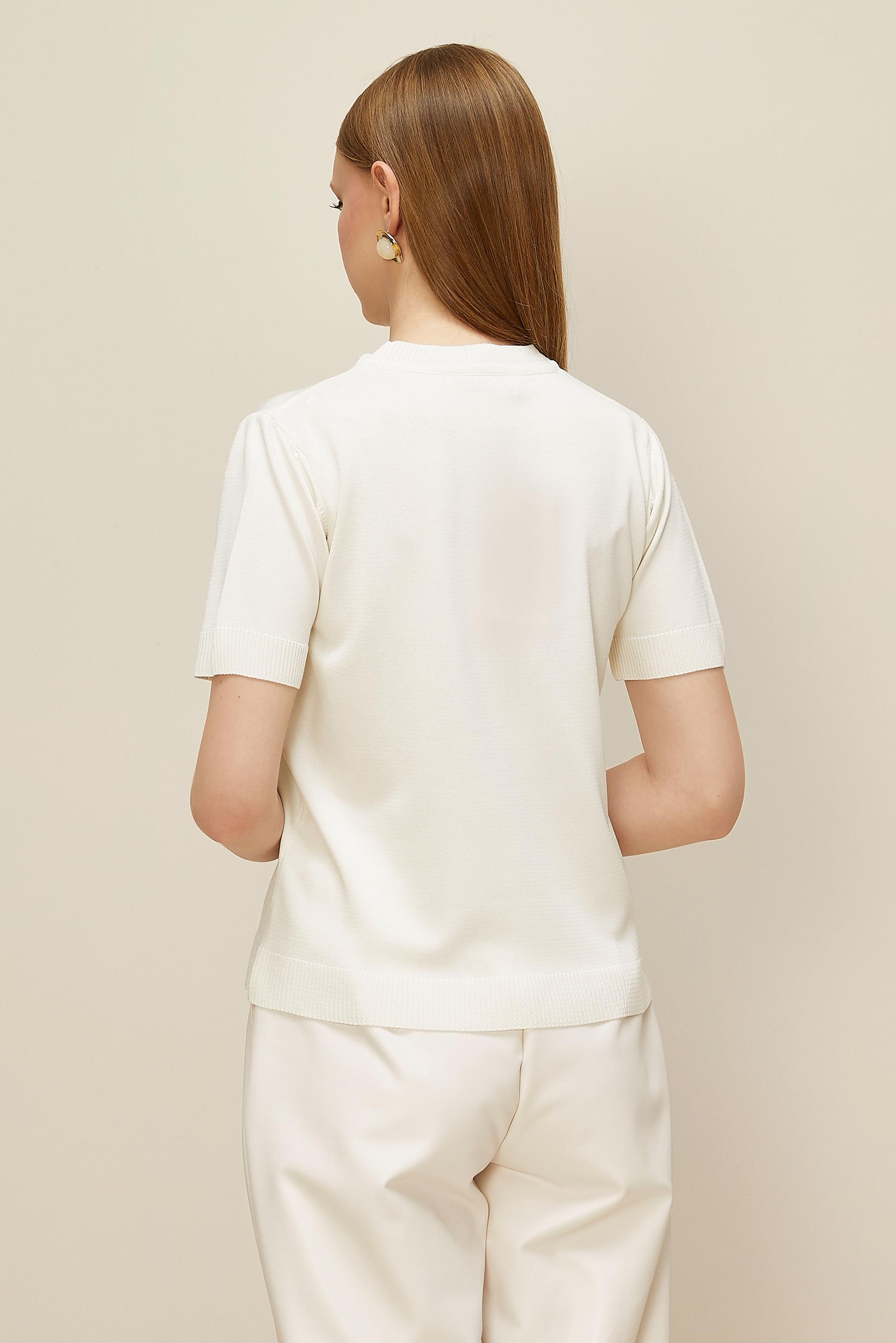 Tesettür giyim BEYAZ KISA KOLLU TRİKO KAZAK 45904