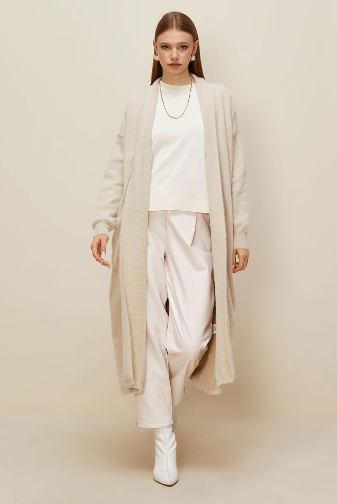 Hijab clothing WHITE SHORT SLEEVED KNITWEAR SWEATER 45904 - ALVİNA