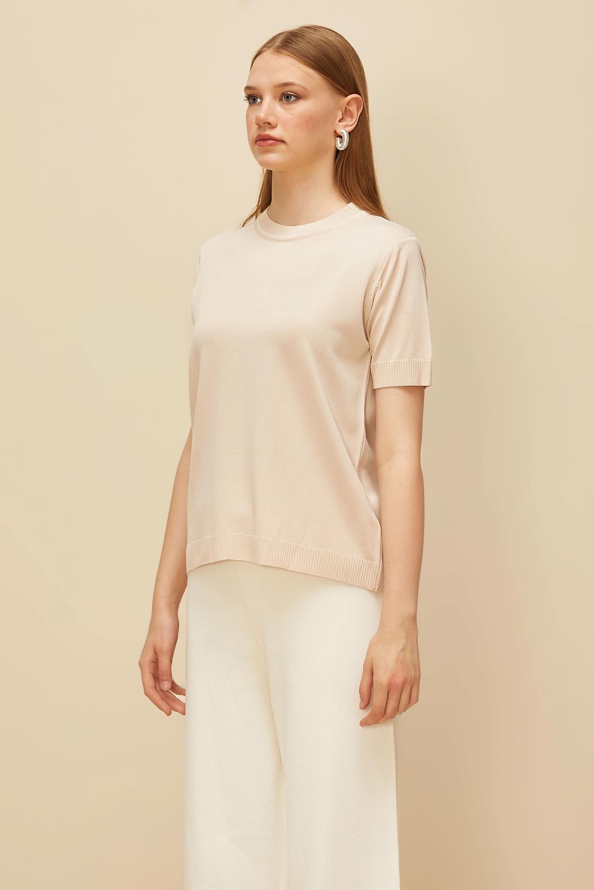 Tesettür giyim BEJ KISA KOLLU TRİKO KAZAK 45904