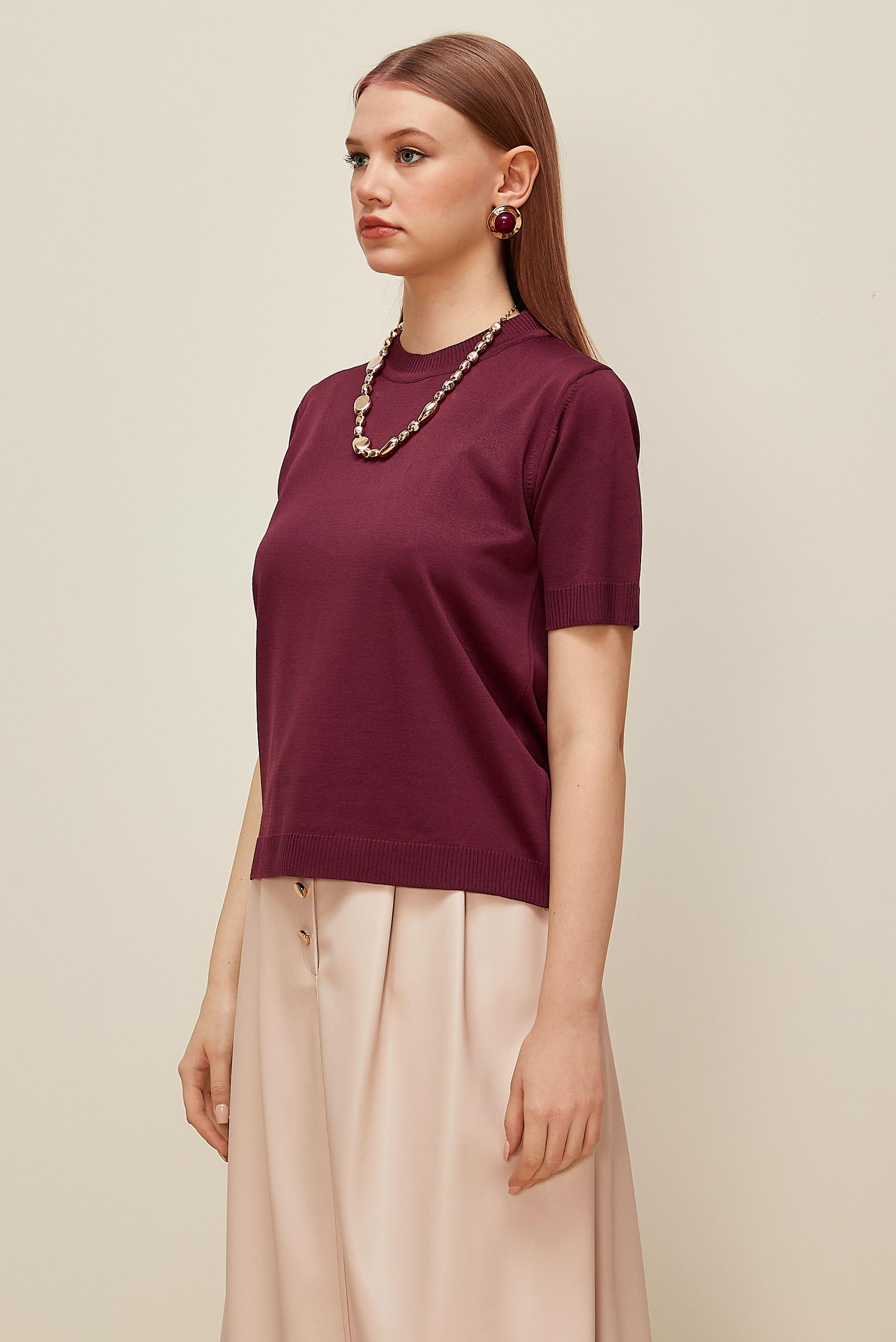 Tesettür giyim BORDO KISA KOLLU TRİKO KAZAK 45904