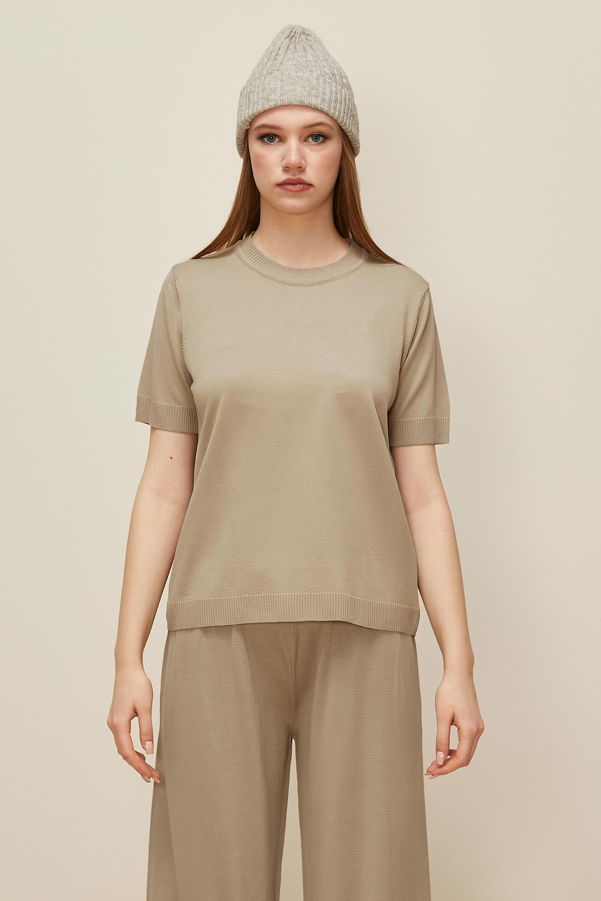 Hijab clothing BEIGE SHORT SLEEVED KNITWEAR SWEATER 45904