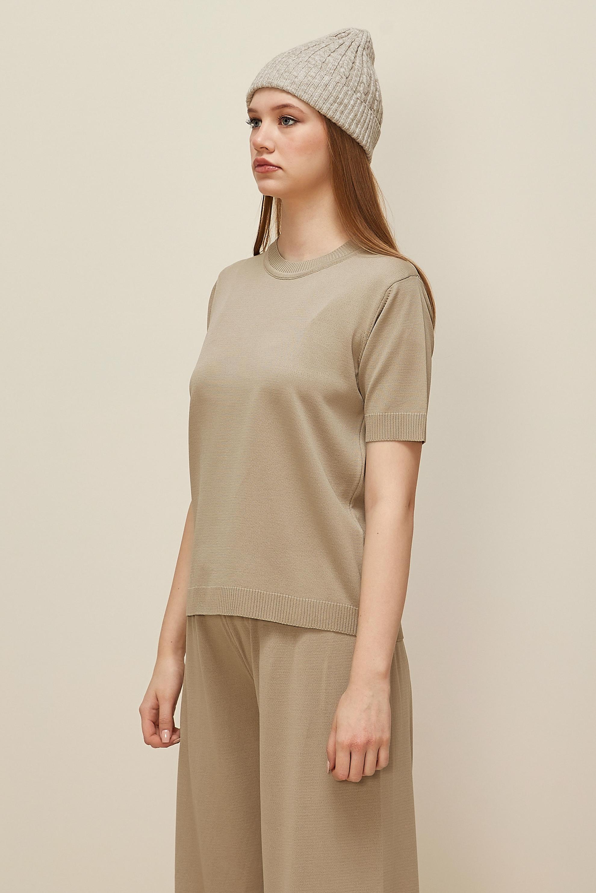 Hijab clothing BEIGE SHORT SLEEVED KNITWEAR SWEATER 45904