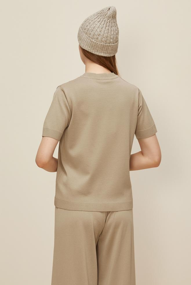 Hijab clothing BEIGE SHORT SLEEVED KNITWEAR SWEATER 45904 - ALVİNA