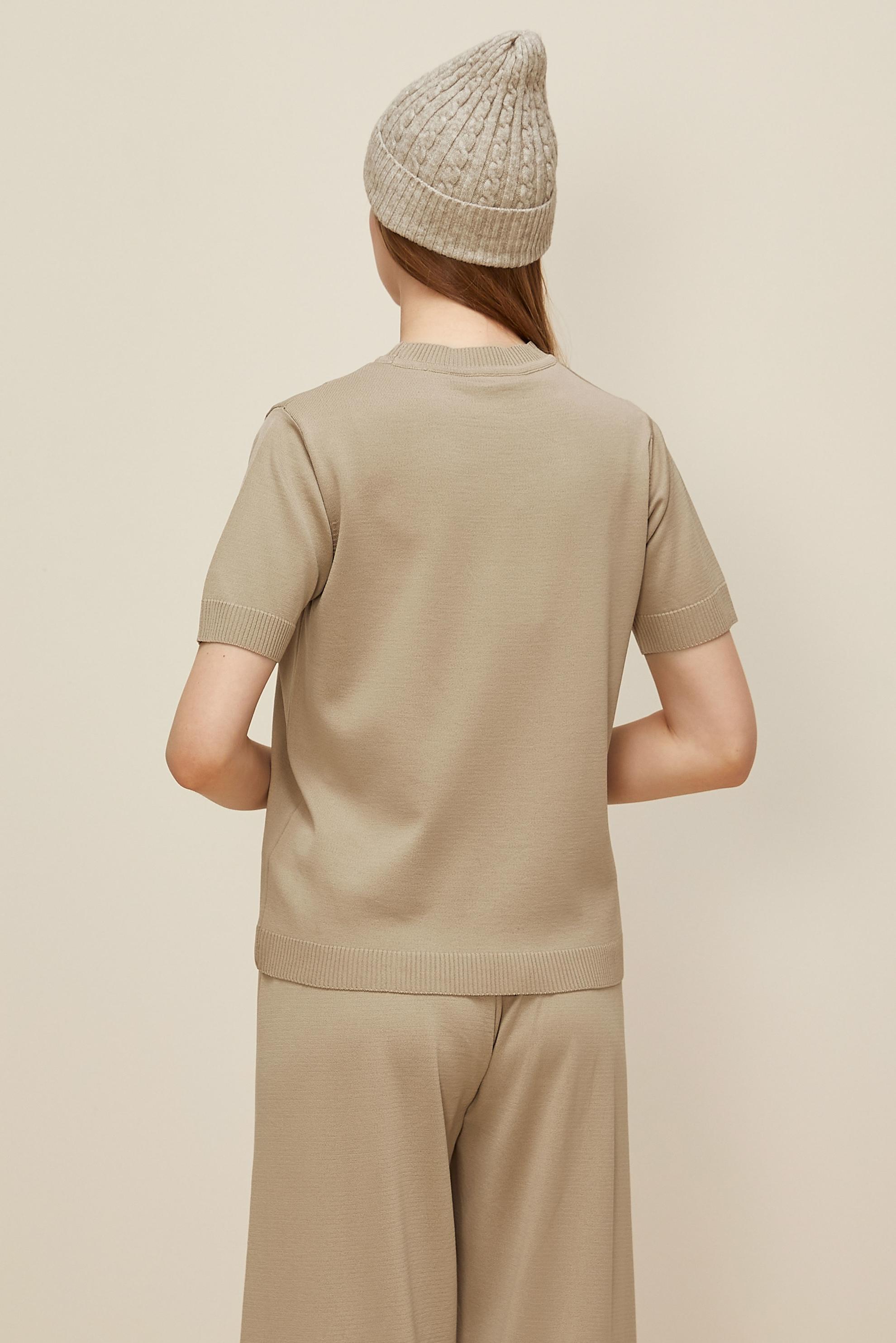 Hijab clothing BEIGE SHORT SLEEVED KNITWEAR SWEATER 45904