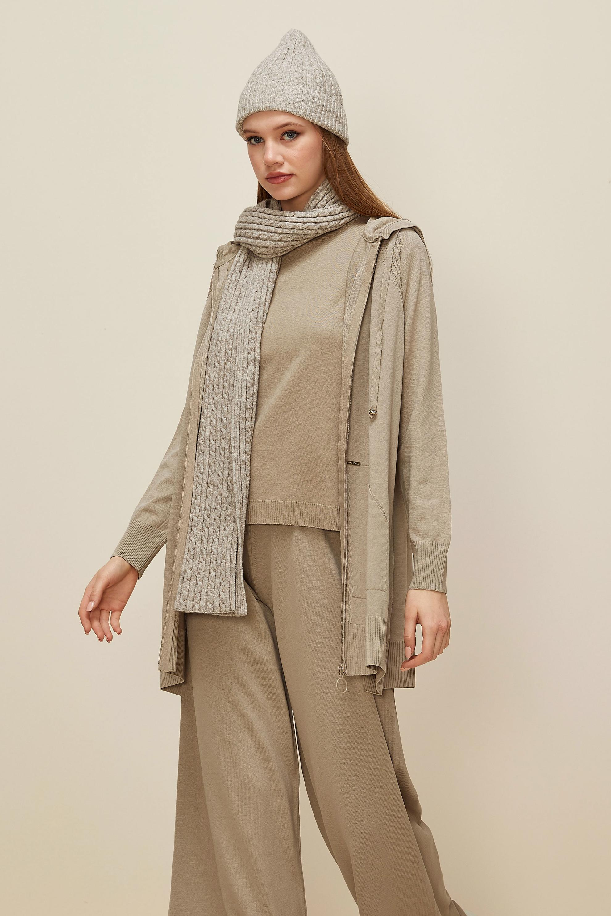 Hijab clothing BEIGE SHORT SLEEVED KNITWEAR SWEATER 45904