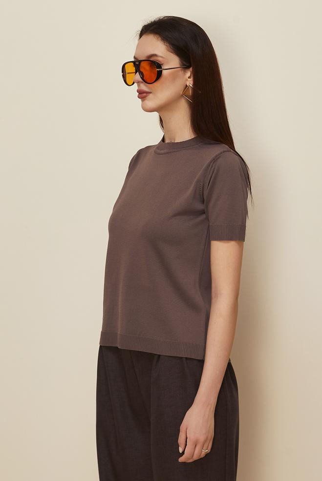 Hijab clothing BROWN SHORT SLEEVED KNITWEAR SWEATER 45904 - ALVİNA