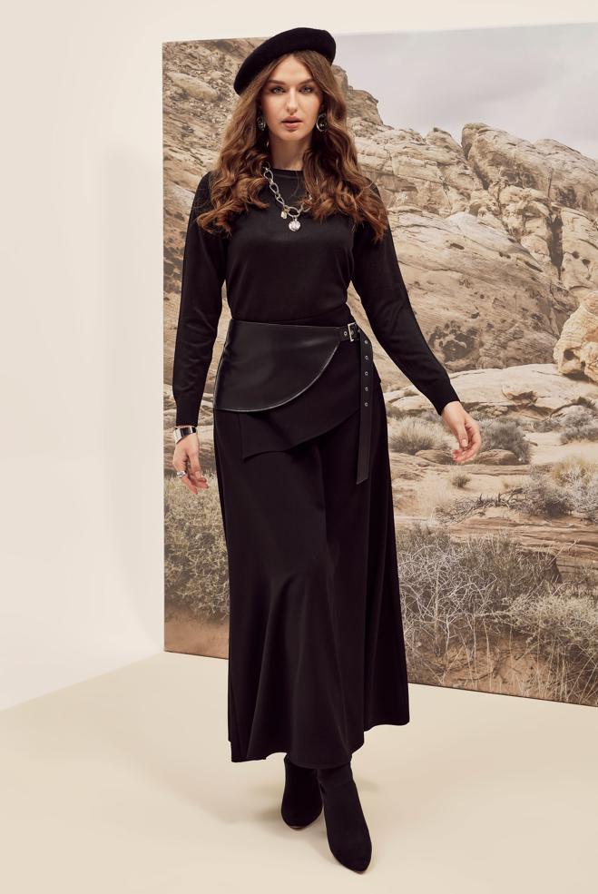 Hijab clothing BLACK KNITWEAR SWEATER 45905 - ALVİNA