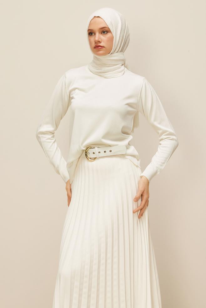 Hijab clothing WHITE KNITWEAR SWEATER 45905 - ALVİNA