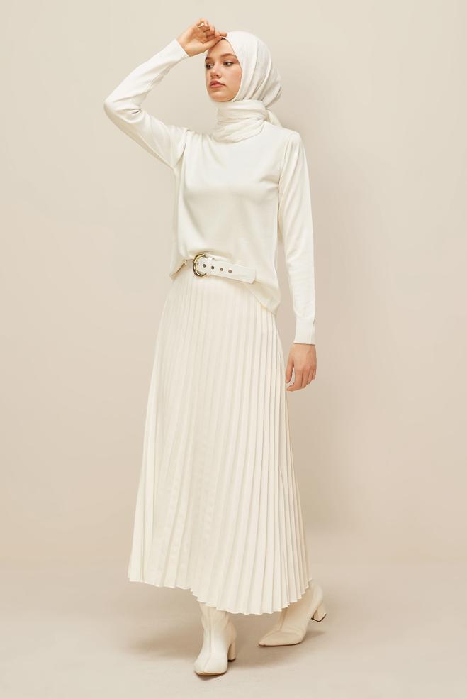 Hijab clothing WHITE KNITWEAR SWEATER 45905 - ALVİNA