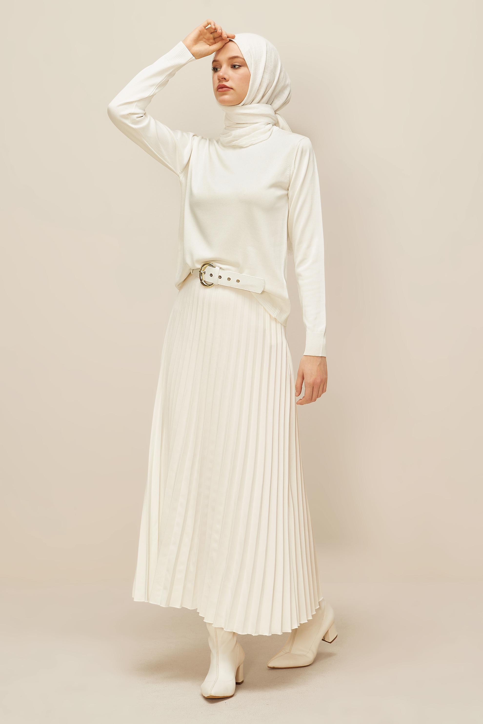 Hijab clothing WHITE KNITWEAR SWEATER 45905