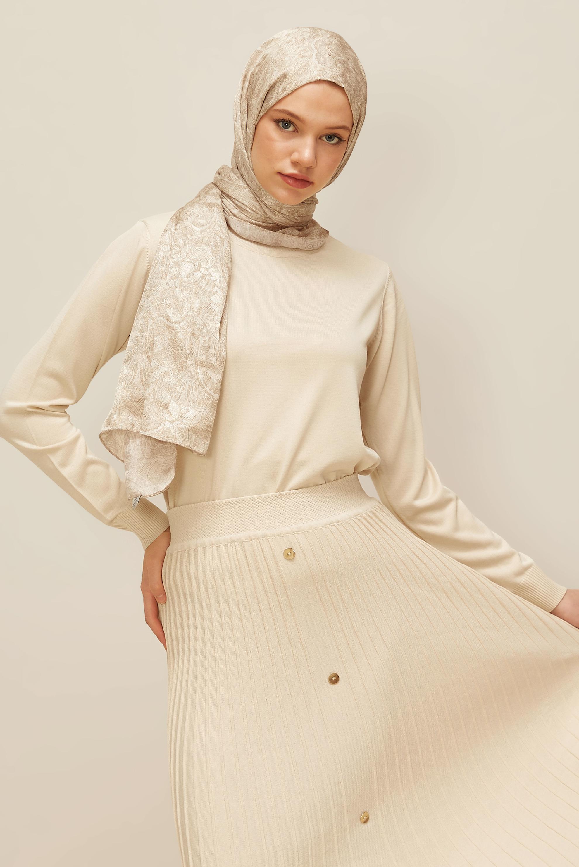 Vêtements hijab BEIGE PULL EN MAILLE 45905