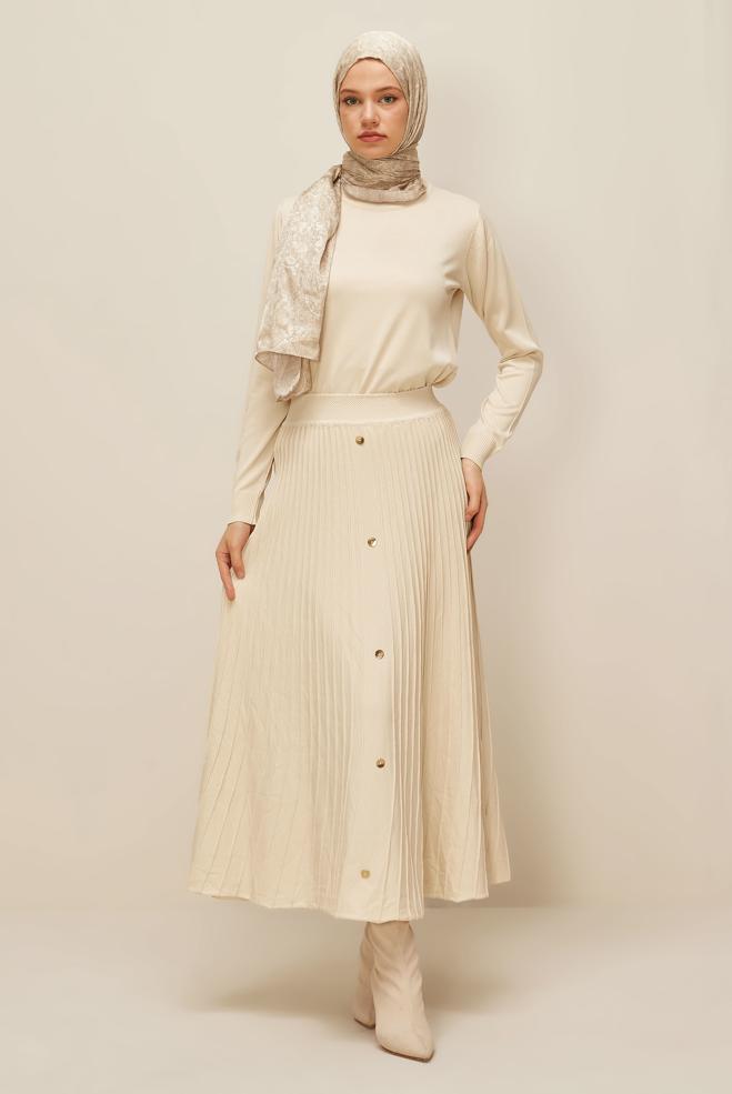 Hijab clothing BEIGE KNITWEAR SWEATER 45905 - ALVİNA