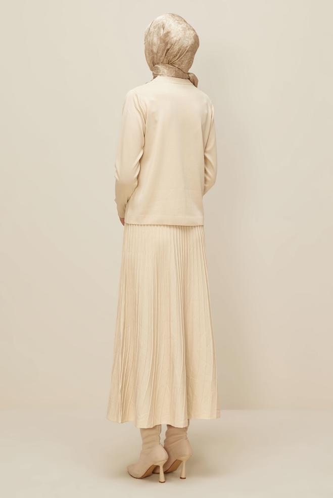 Hijab clothing BEIGE KNITWEAR SWEATER 45905 - ALVİNA