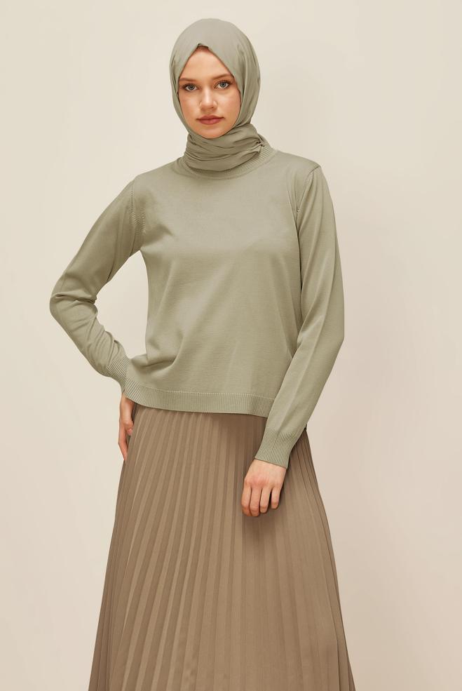 Hijab clothing BEIGE KNITWEAR SWEATER 45905 - ALVİNA