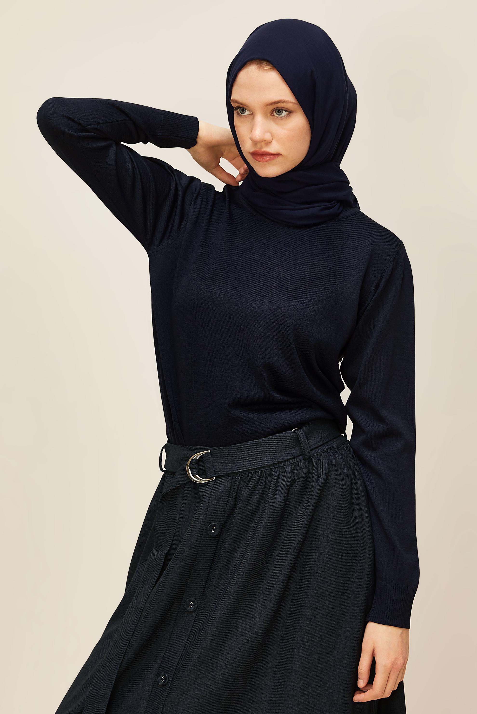 Tesettür giyim LACİVERT TRİKO KAZAK 45905