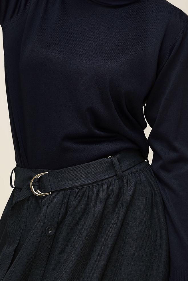 Hijab clothing NAVY BLUE KNITWEAR SWEATER 45905 - ALVİNA