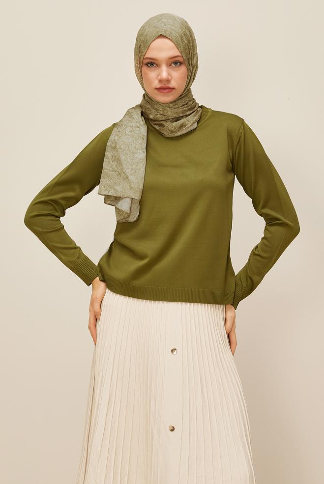 Hijab clothing GREEN KNITWEAR SWEATER 45905 - ALVİNA