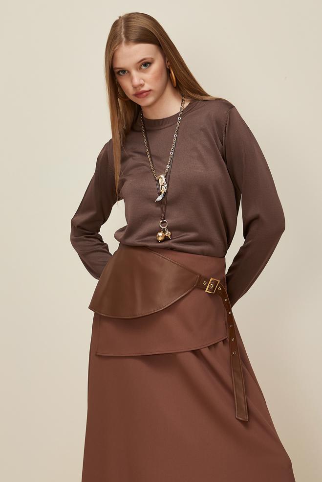 Hijab clothing BROWN KNITWEAR SWEATER 45905 - ALVİNA