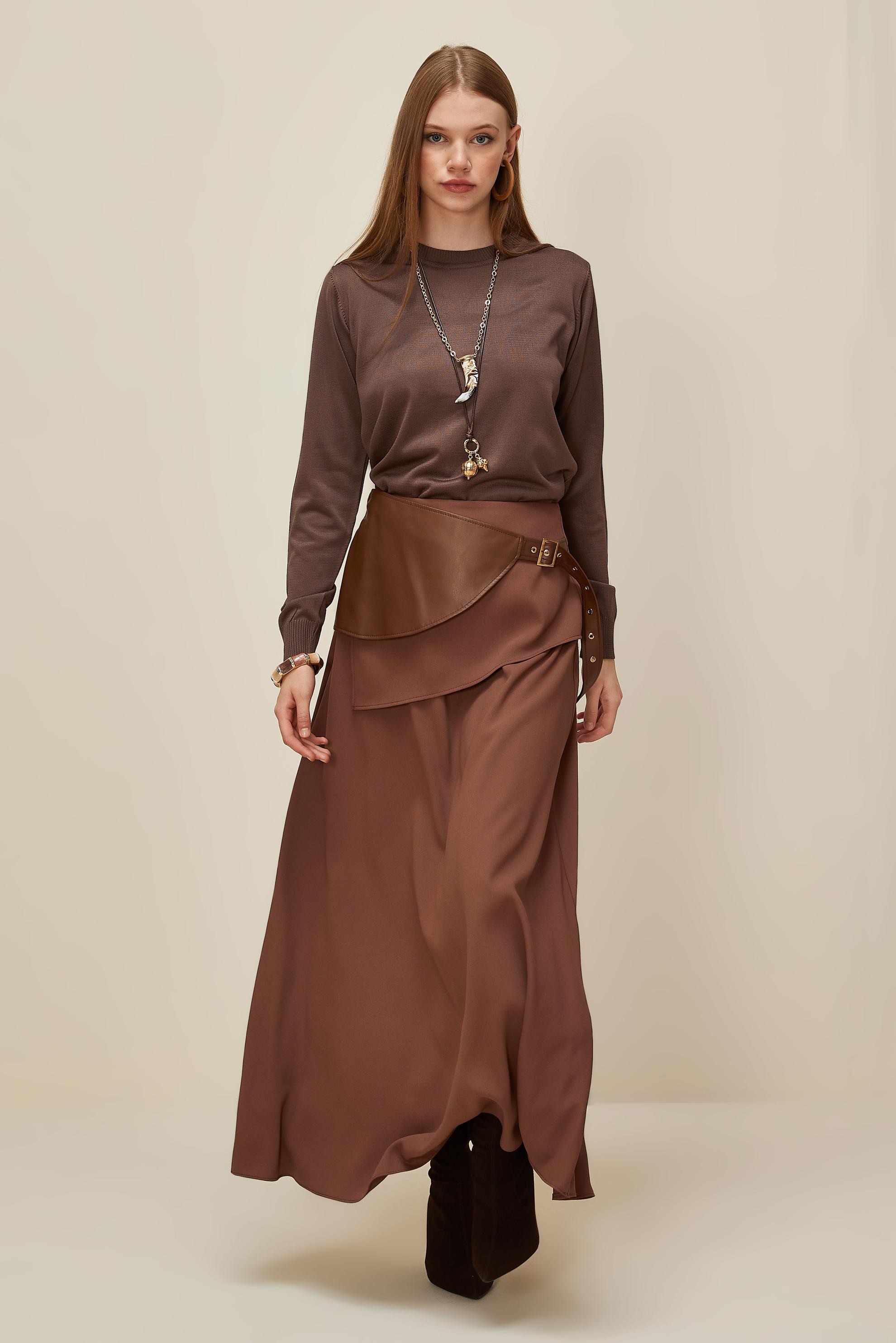 Tesettür giyim KAHVE TRİKO KAZAK 45905