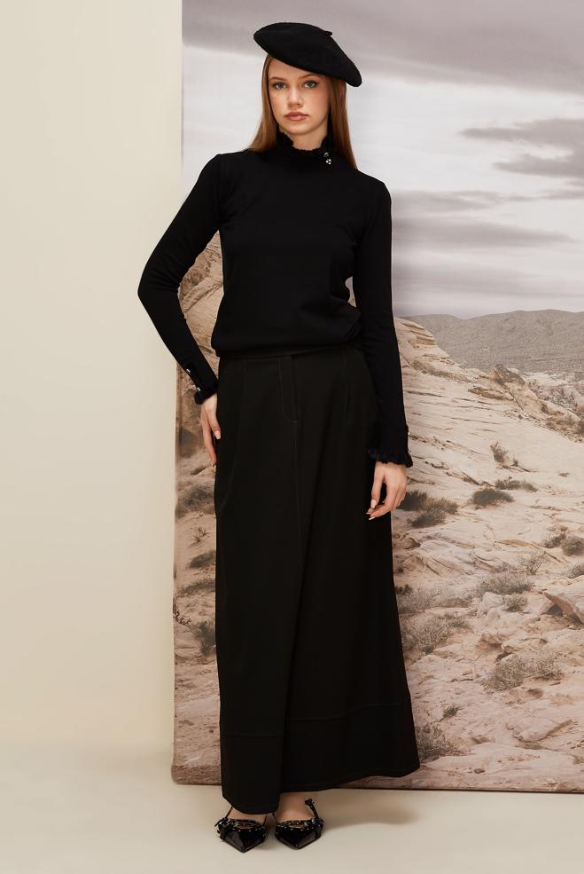 Hijab clothing BLACK GEM DETAILED KNITWEAR SWEATER 45928 - ALVİNA