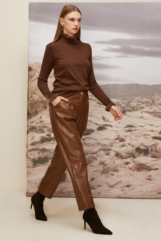 Hijab clothing BROWN GEM DETAILED KNITWEAR SWEATER 45928 - ALVİNA