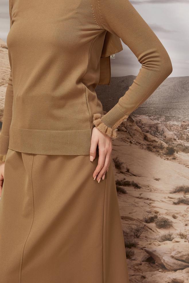 Hijab clothing BROWN GEM DETAILED KNITWEAR SWEATER 45928 - ALVİNA