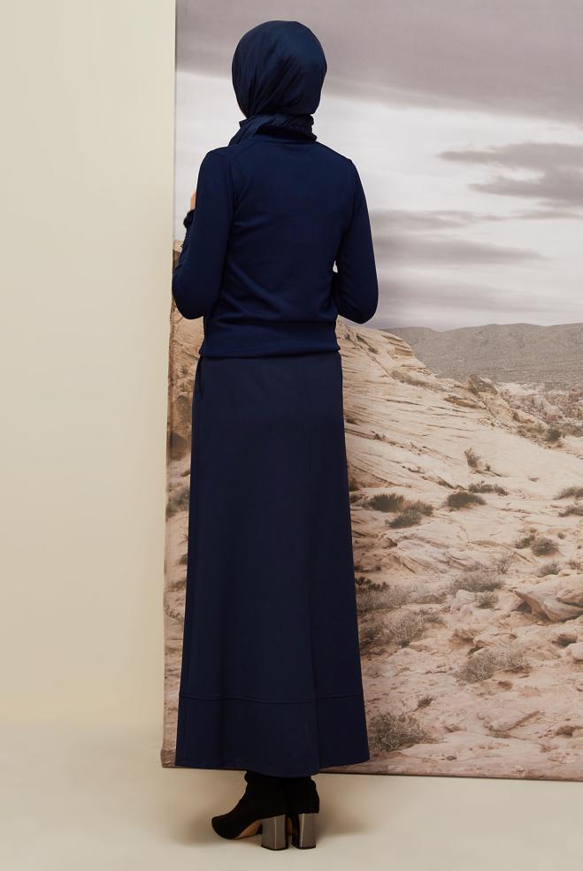 Hijab clothing NAVY BLUE GEM DETAILED KNITWEAR SWEATER 45928 - ALVİNA