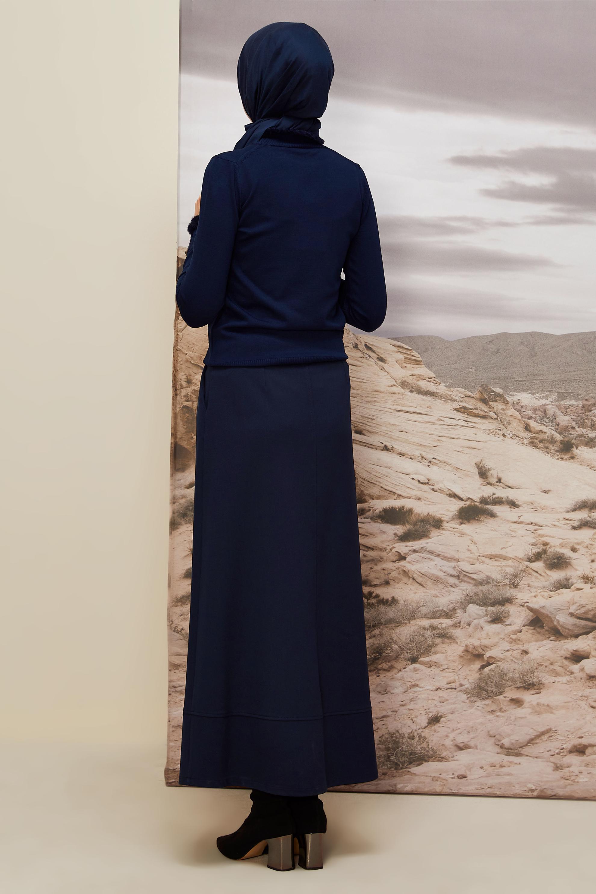 Tesettür giyim LACİVERT TAŞ DETAYLI TRİKO KAZAK 45928