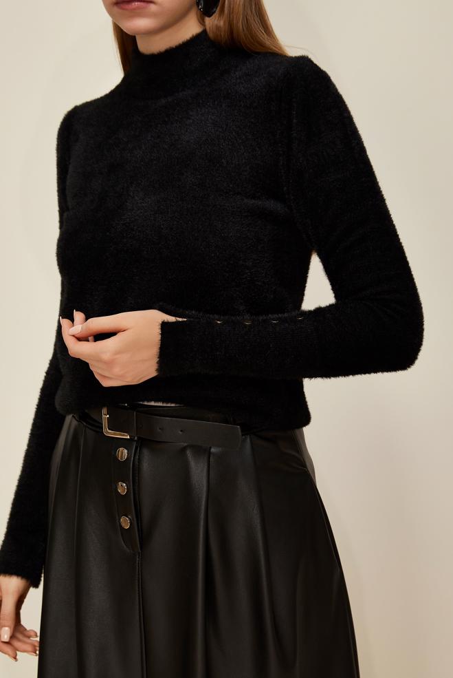 Hijab clothing BLACK KNITWEAR SWEATER 45931 - ALVİNA