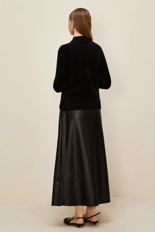 Hijab clothing BLACK KNITWEAR SWEATER 45931 - ALVİNA