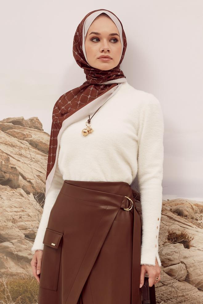 Hijab clothing WHITE KNITWEAR SWEATER 45931 - ALVİNA