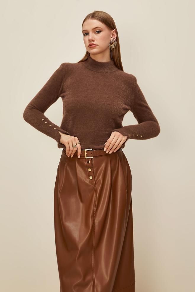 Hijab clothing BROWN KNITWEAR SWEATER 45931 - ALVİNA