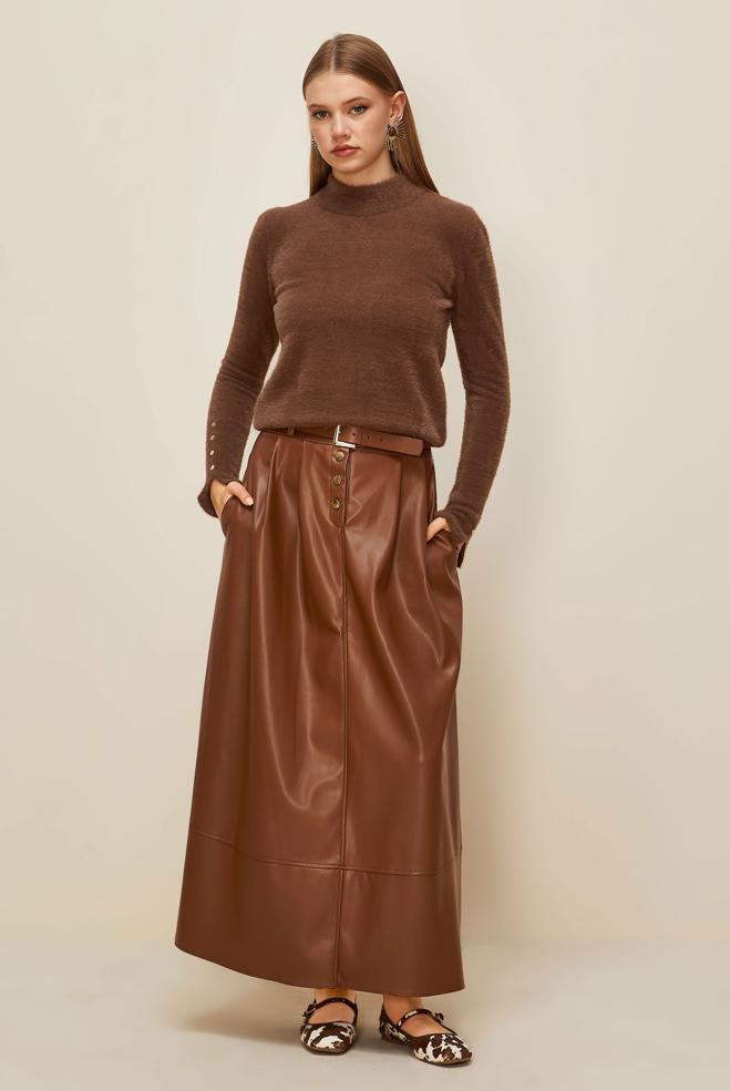 Hijab clothing BROWN KNITWEAR SWEATER 45931 - ALVİNA