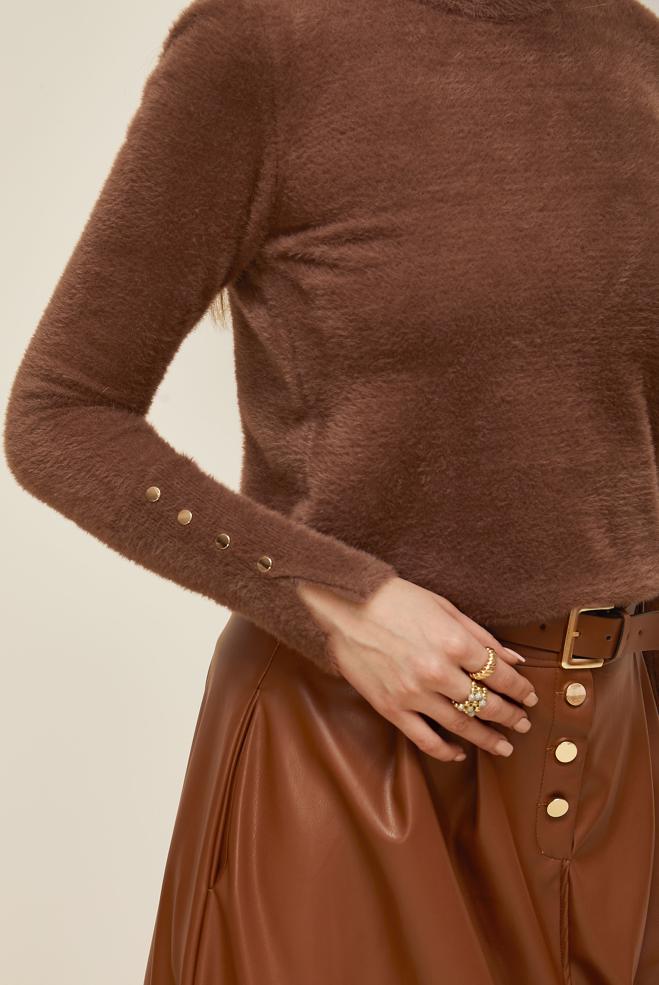 Hijab clothing BROWN KNITWEAR SWEATER 45931 - ALVİNA