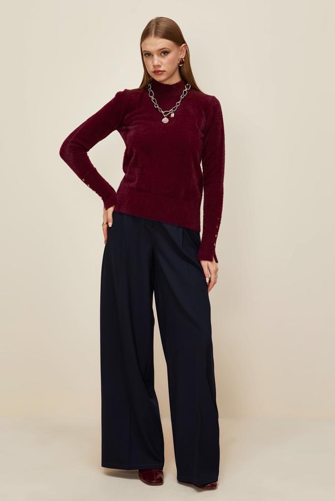 Hijab clothing CLARET RED KNITWEAR SWEATER 45931 - ALVİNA