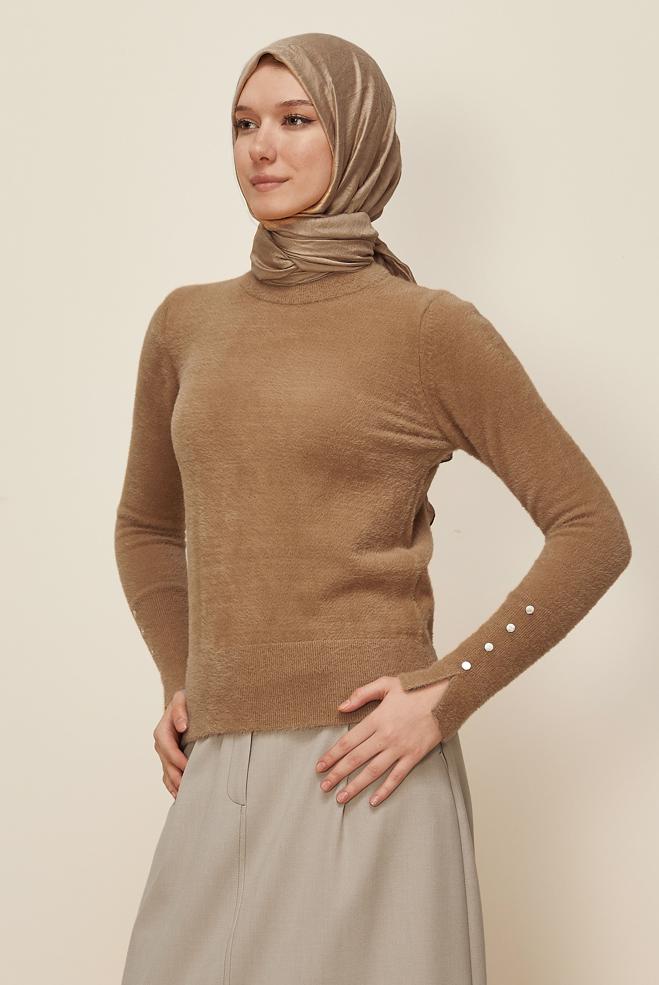 Tesettür giyim KAHVE TRİKO KAZAK 45931 - ALVİNA