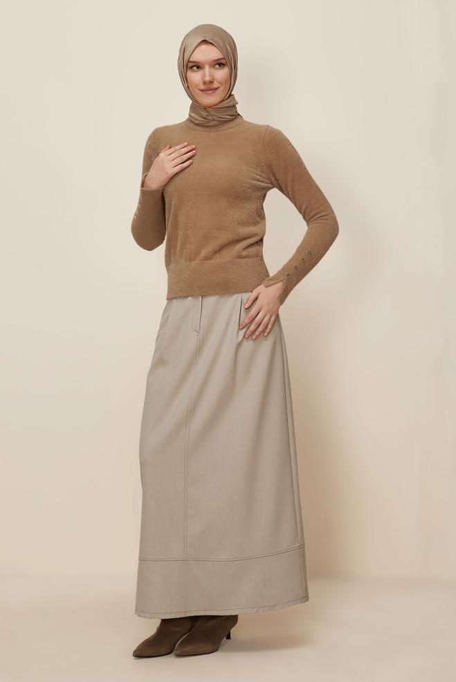 Tesettür giyim KAHVE TRİKO KAZAK 45931 - ALVİNA