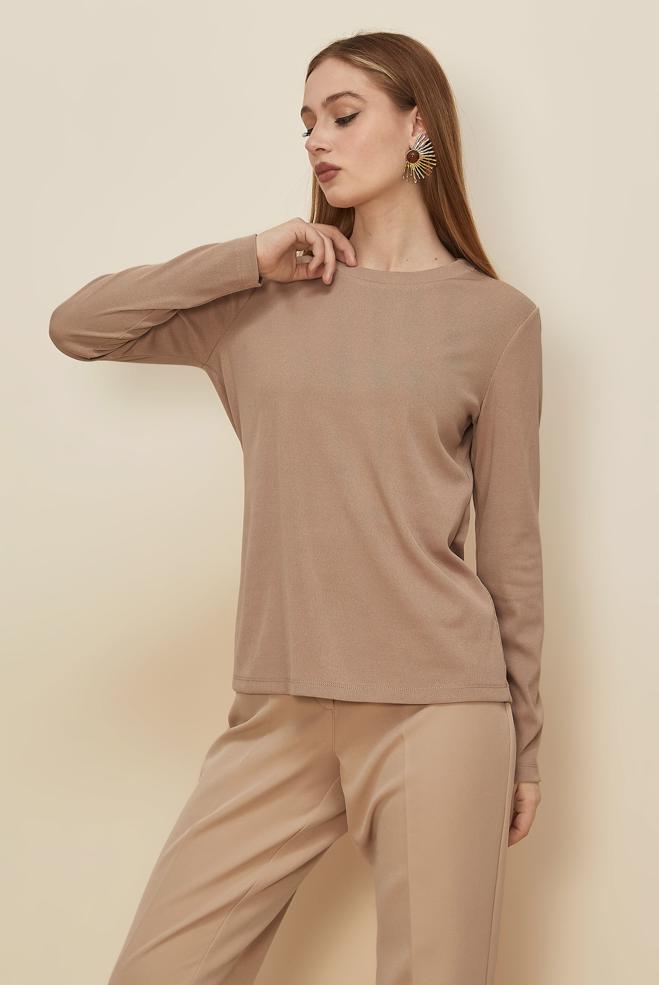 Hijab clothing SAND CREW-NECK SWEATER 46258 - ALVİNA