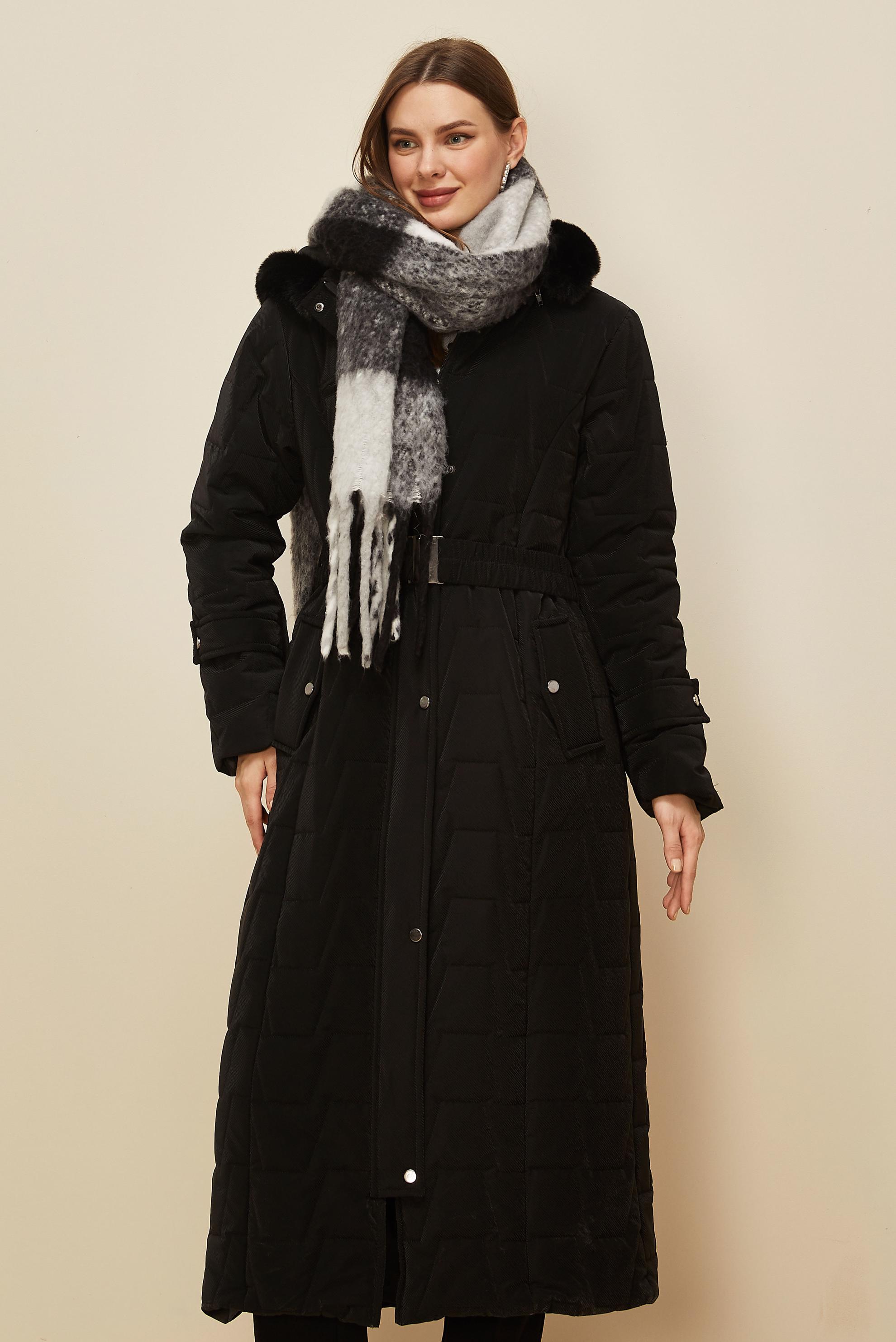 Tesettür giyim SİYAH 90592 COMBO CHAMEL MANTO 40-48