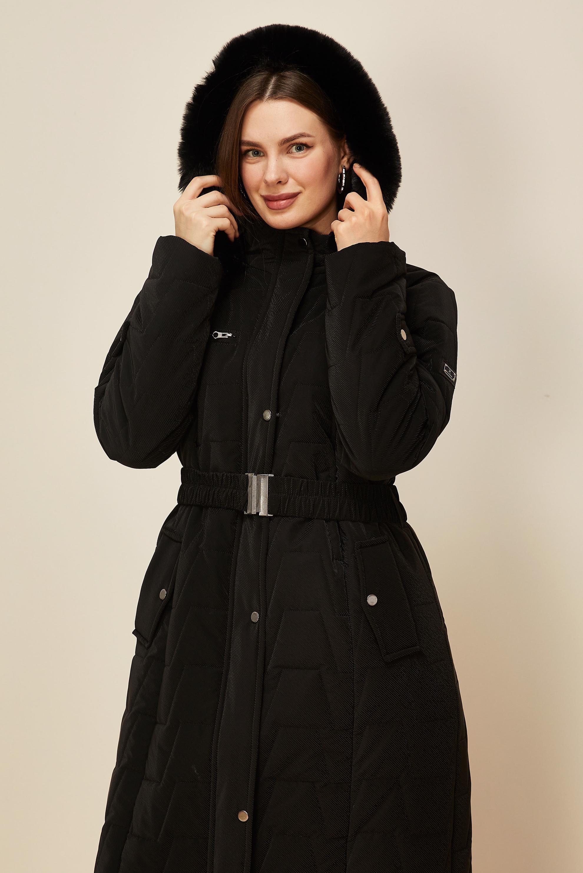 Tesettür giyim SİYAH 90592 COMBO CHAMEL MANTO 40-48