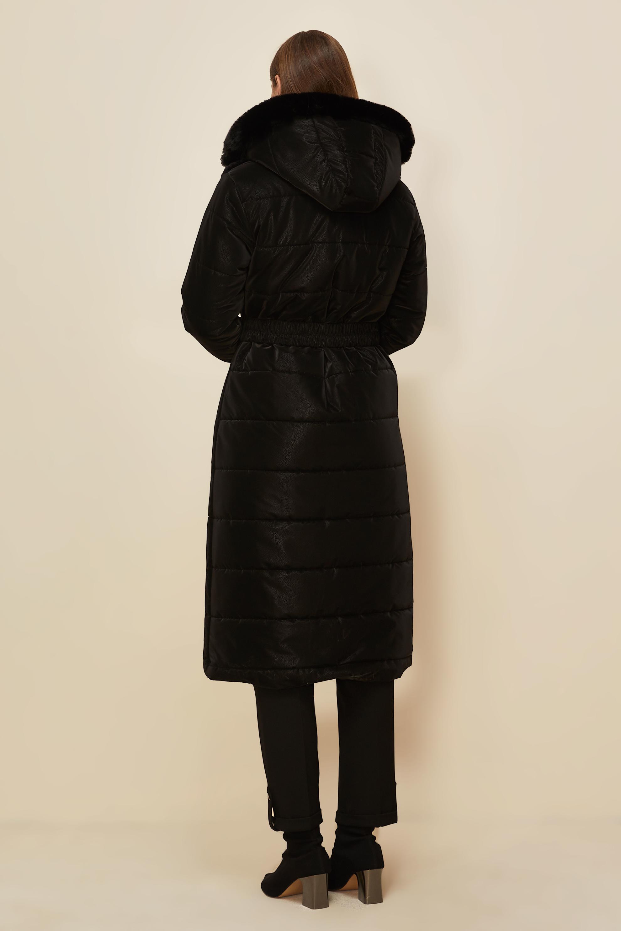 Tesettür giyim SİYAH 90592 COMBO CHAMEL MANTO 40-48