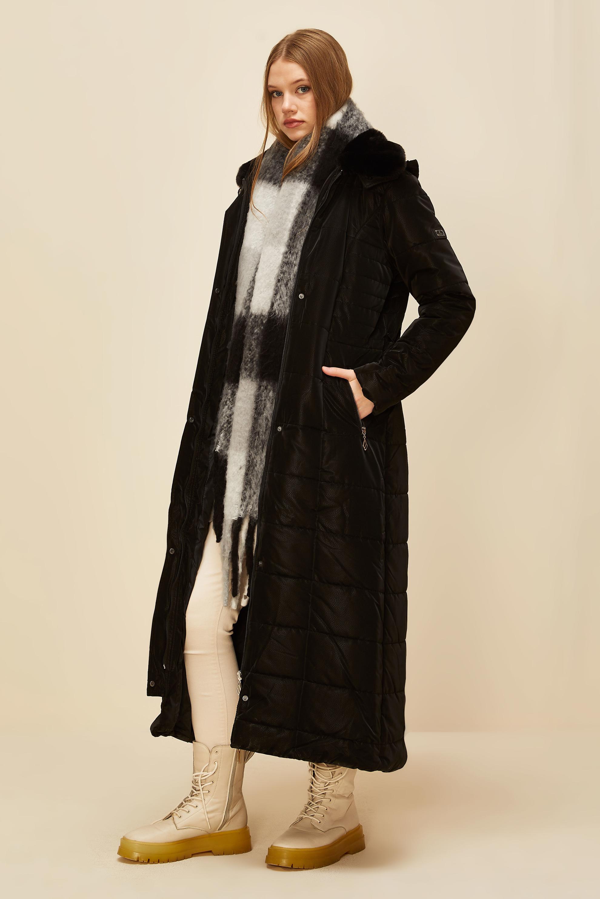 Vêtements hijab NOIR MANTEAU CEINTURÉ 90597