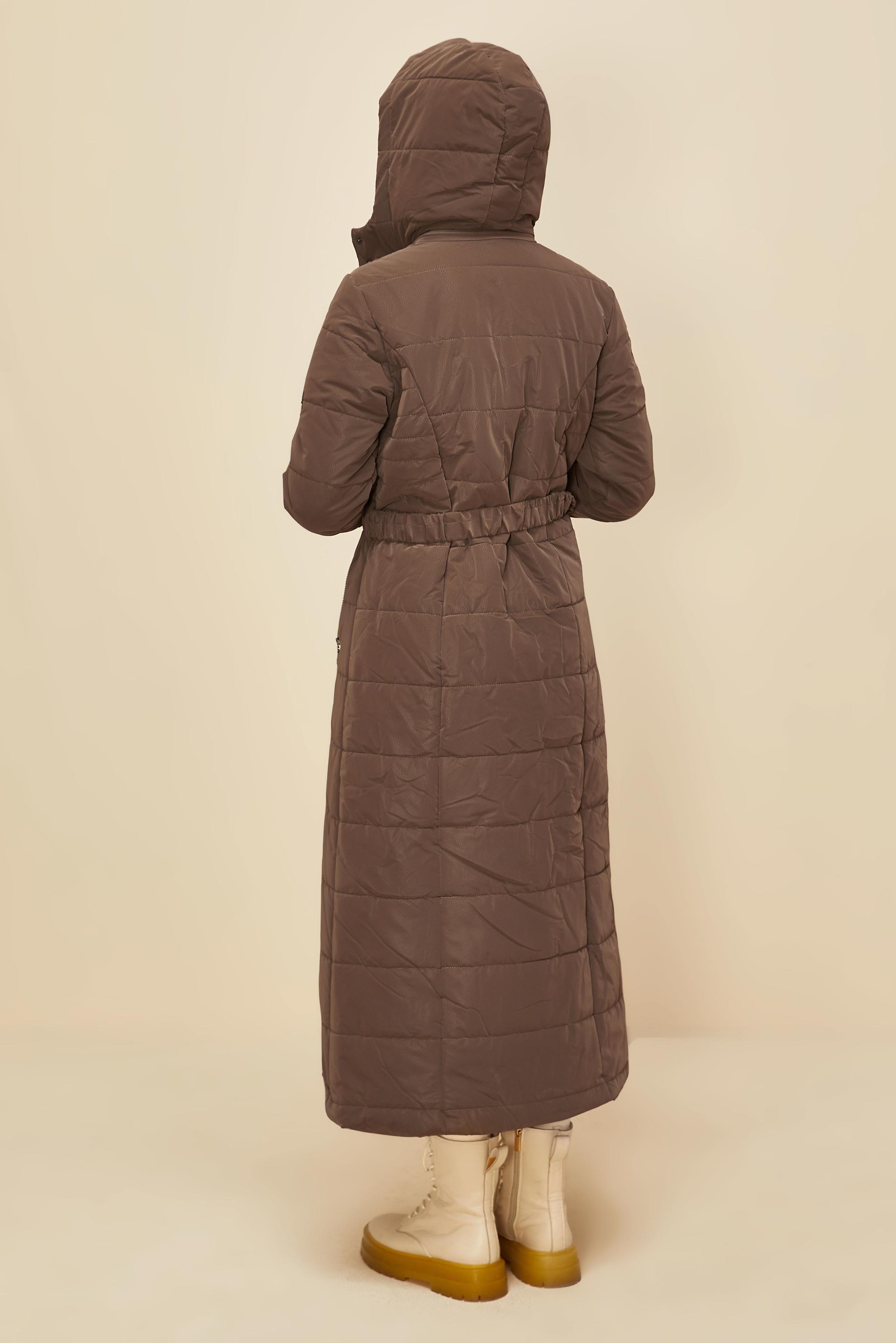 Vêtements hijab BRUN MANTEAU CEINTURÉ 90597