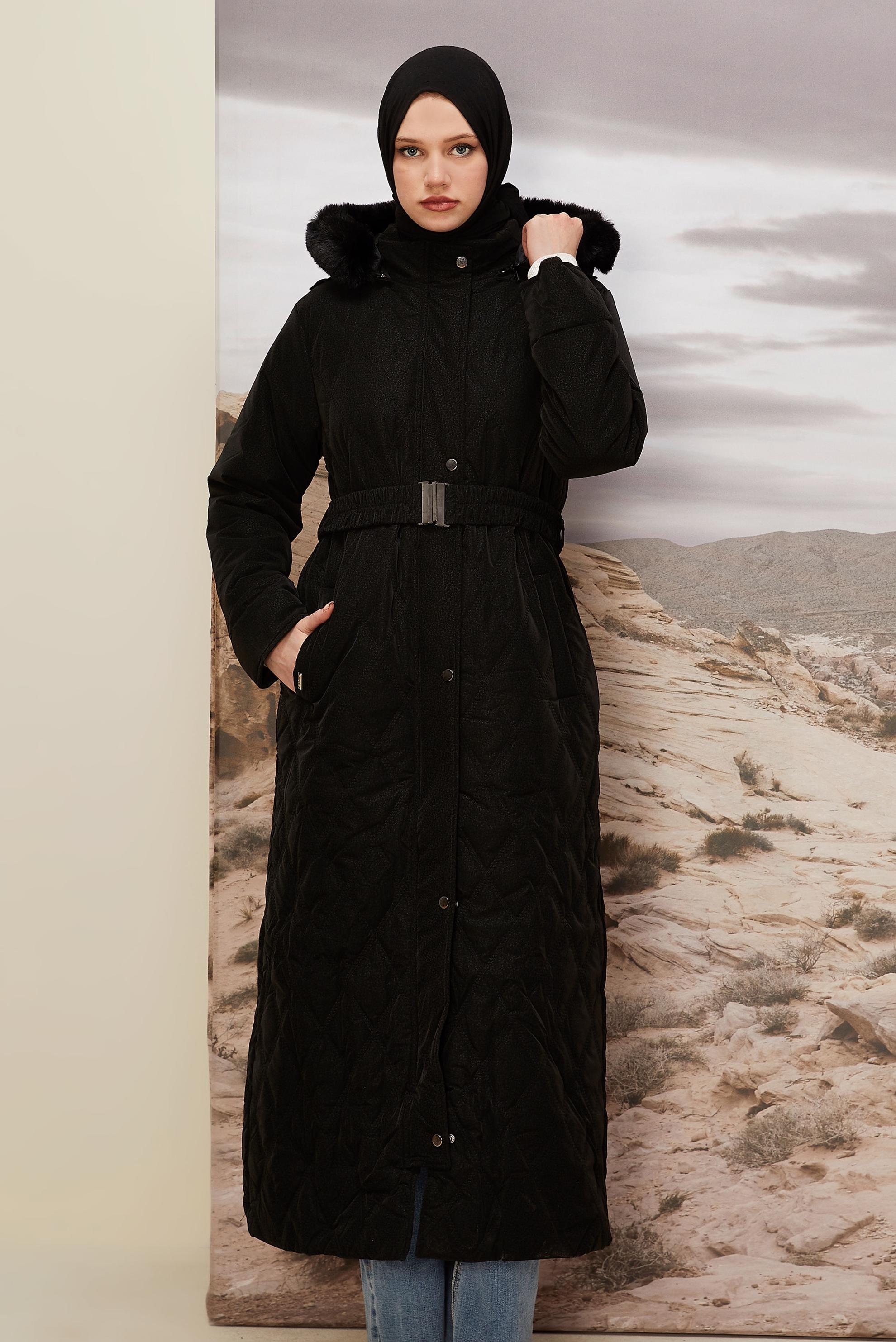 Hijab clothing BLACK 90599 WİSTA CHANNEL MANTO 38-46 TEK 40