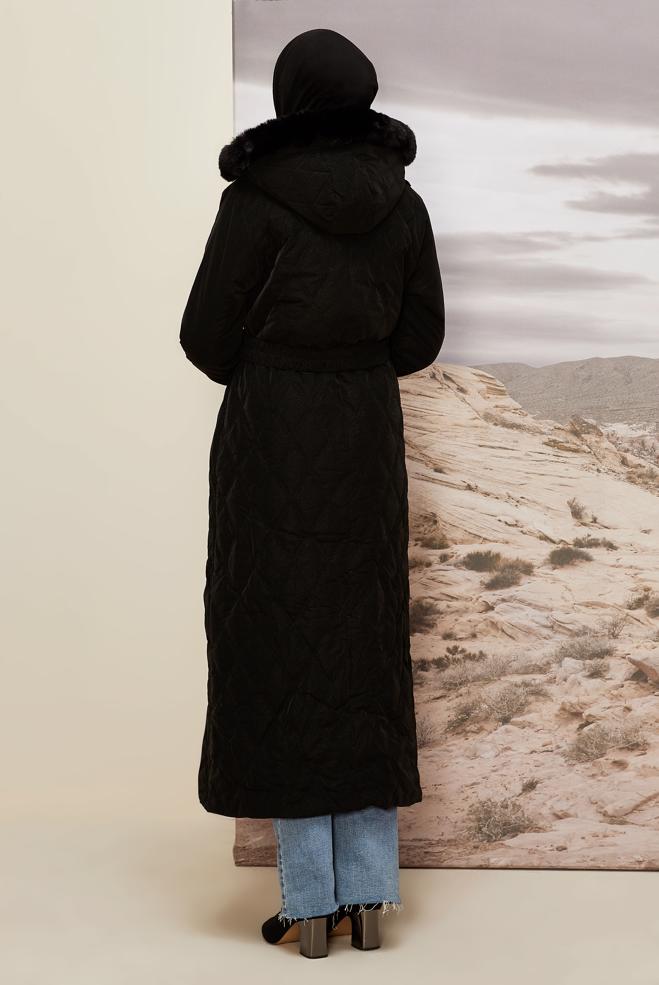 Hijab clothing BLACK 90599 WİSTA CHANNEL MANTO 38-46 TEK 40 - ALVİNA