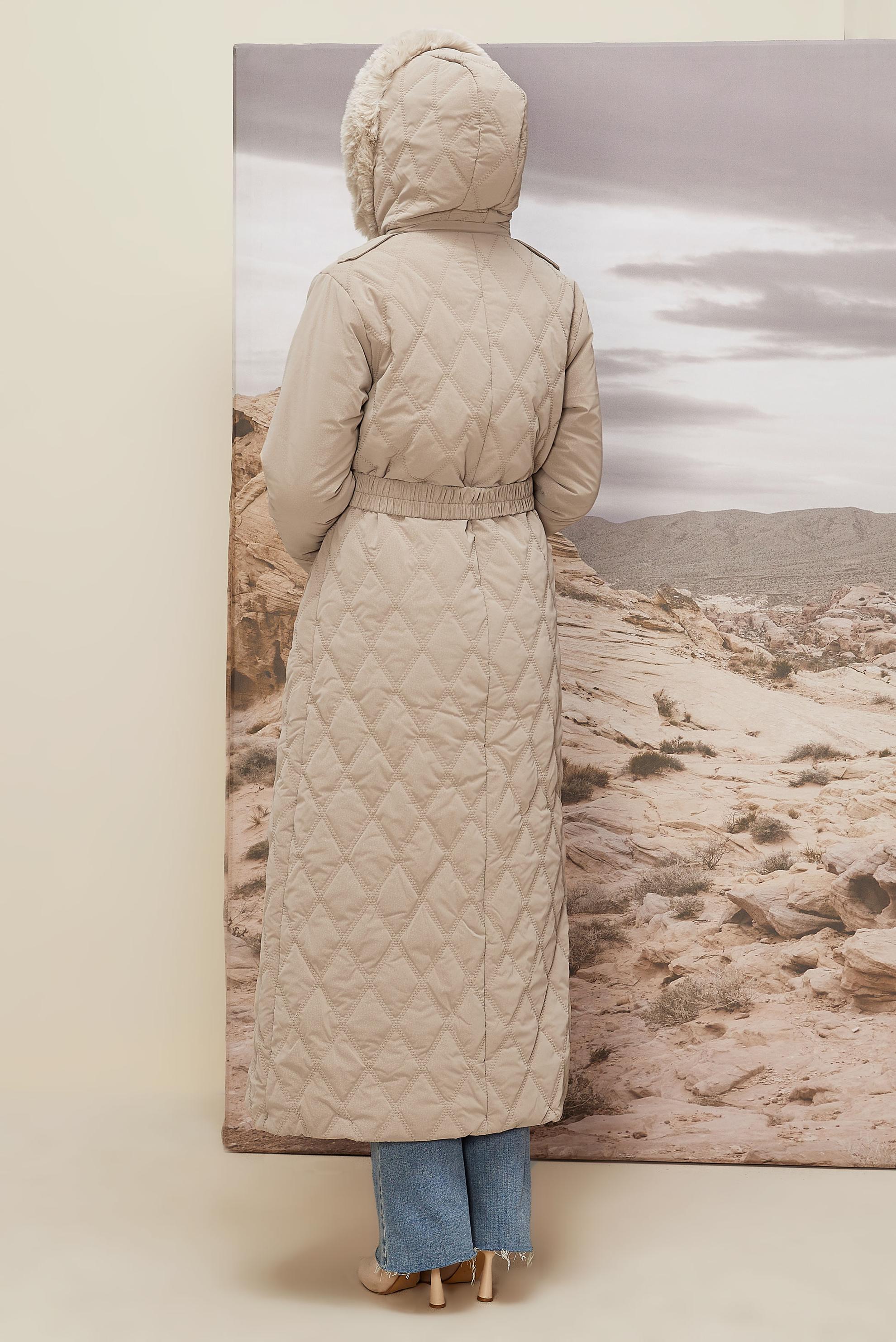 Hijab clothing BEIGE 90599 WİSTA CHANNEL MANTO 38-46 TEK 40