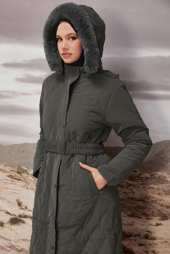 Hijab clothing GREY 90599 WİSTA CHANNEL MANTO 38-46 TEK 40 - ALVİNA