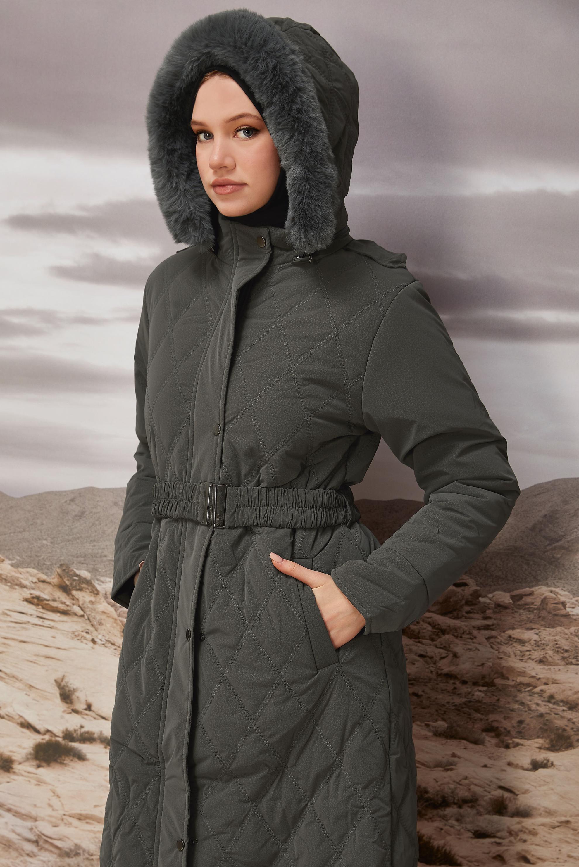 Hijab clothing GREY 90599 WİSTA CHANNEL MANTO 38-46 TEK 40