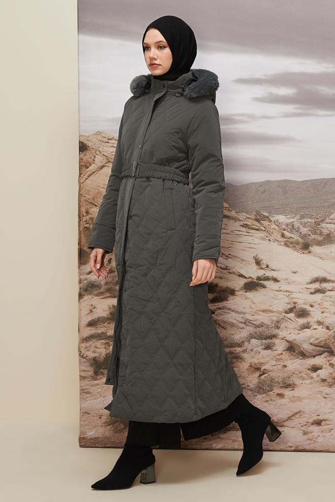 Hijab clothing GREY 90599 WİSTA CHANNEL MANTO 38-46 TEK 40 - ALVİNA
