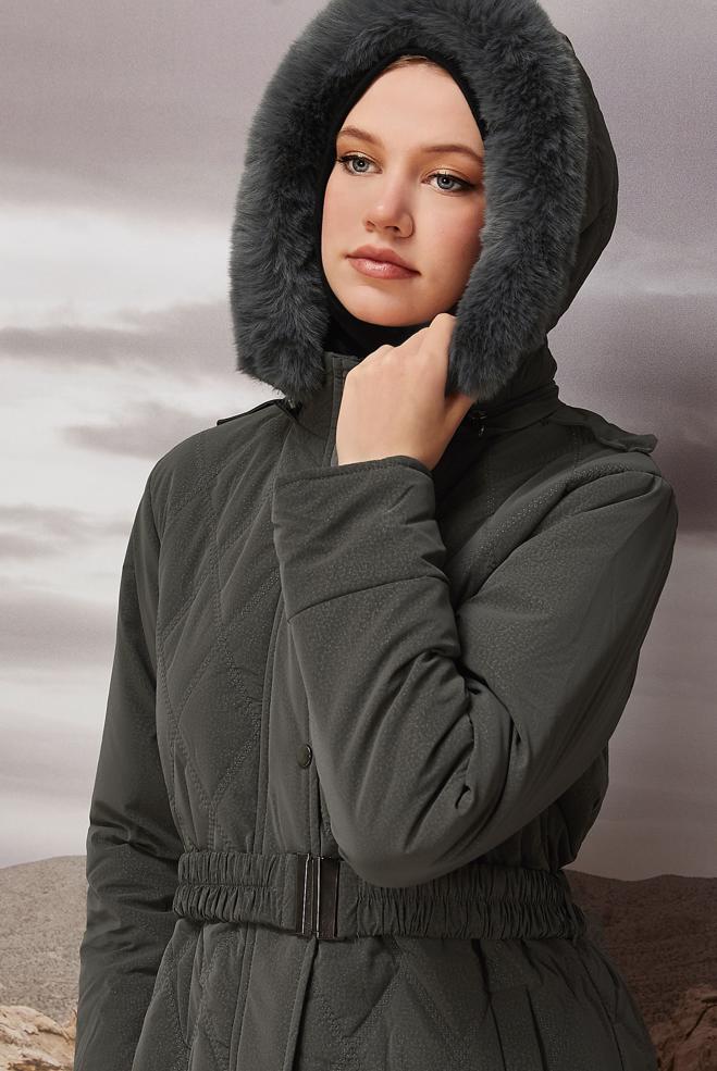 Hijab clothing GREY 90599 WİSTA CHANNEL MANTO 38-46 TEK 40 - ALVİNA